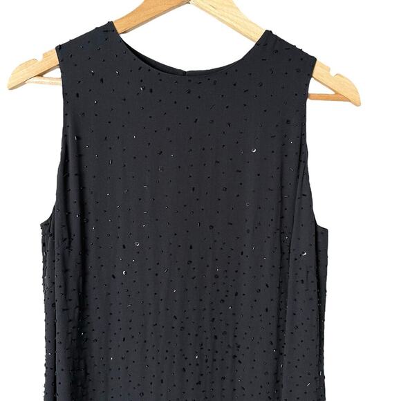 NWT The Works Saks Fifth Avenue Silk Beaded Sequin Cocktail Dress in Black, Sz 8 - Picture 3 of 9